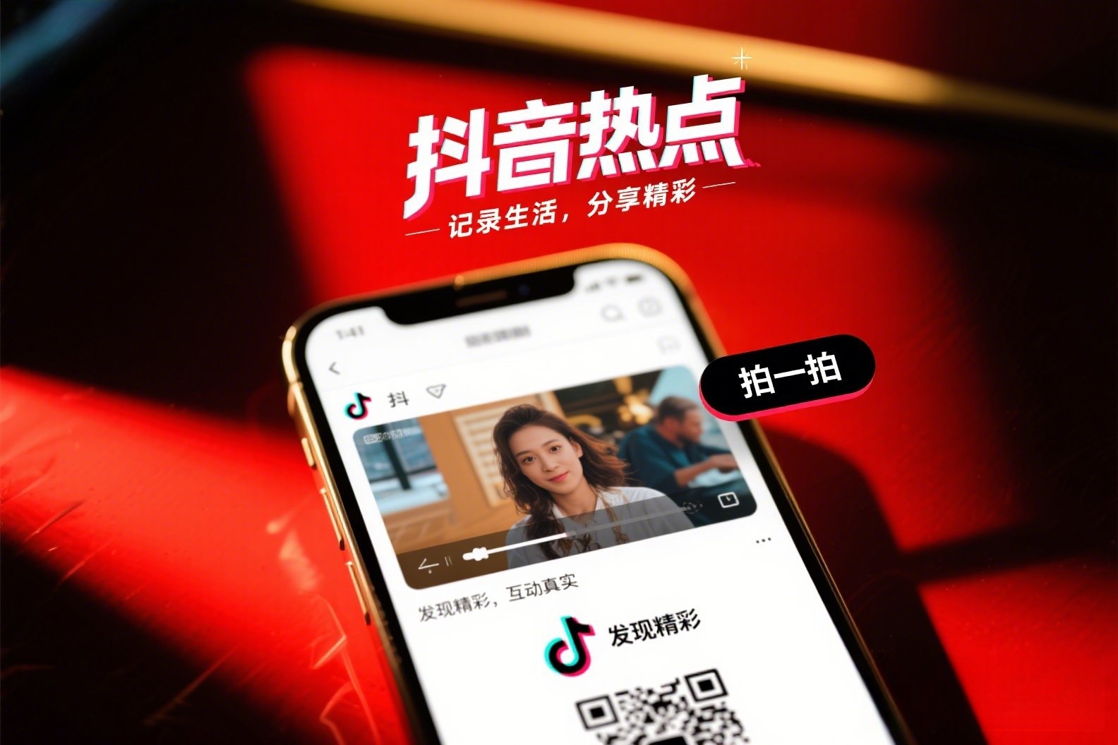 抖音短视频拍摄高端概念海报,上面写着“抖音热点”_副本 抖音短视频拍摄高端概念海报,上面写着“抖音热点”_副本